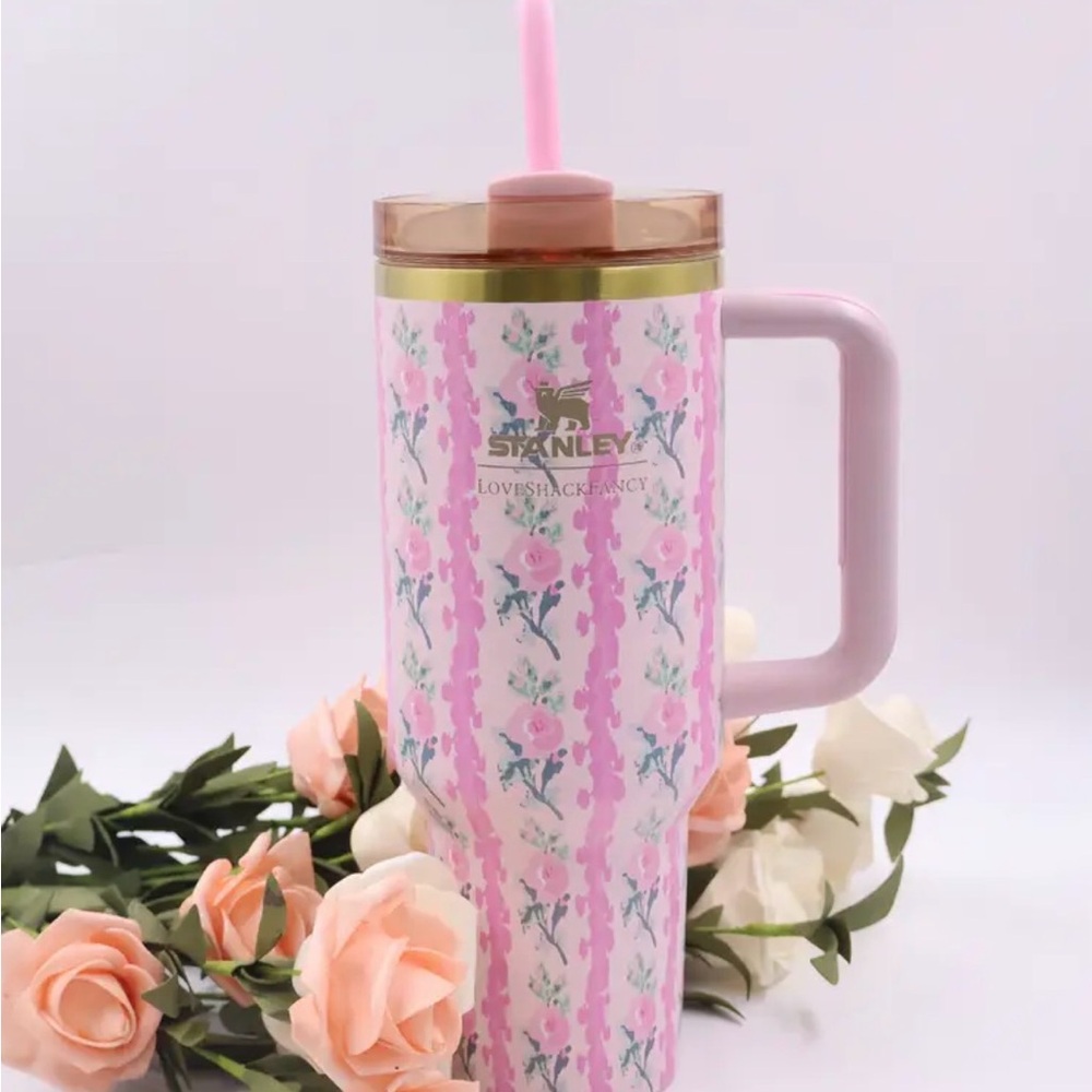 {NEW} Stanley LoveShackFancy Pink Floral Insulated Tumbler - Picture 1 of 6